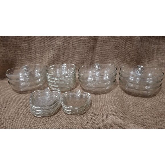 Vintage Hazel Atlas Apple Shaped Bowl & Saucer Set Dessert Dining 20-Piece Set - Picture 6 of 11